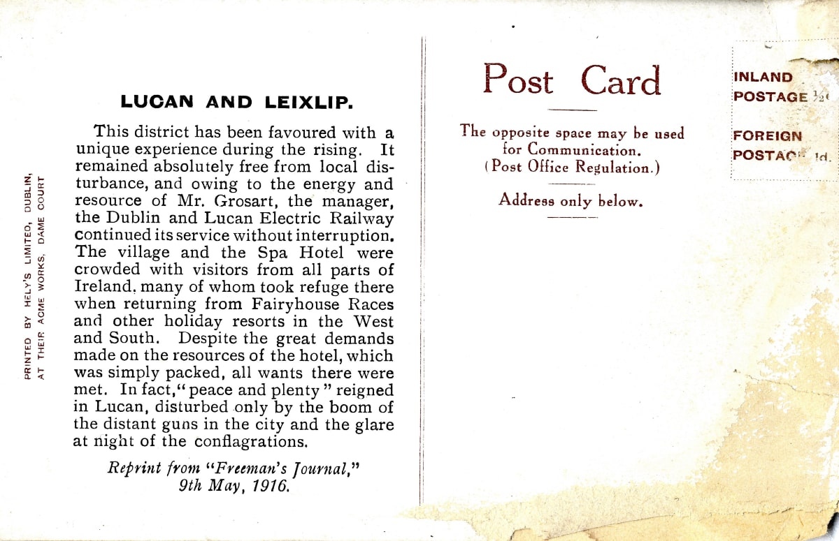 1916 Postcard Lucan Spa Hotel