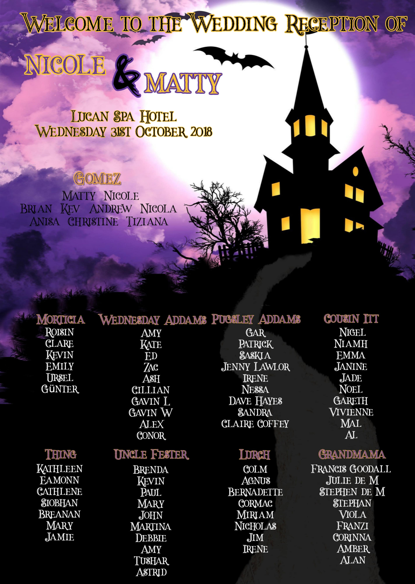 wedding table plan halloween