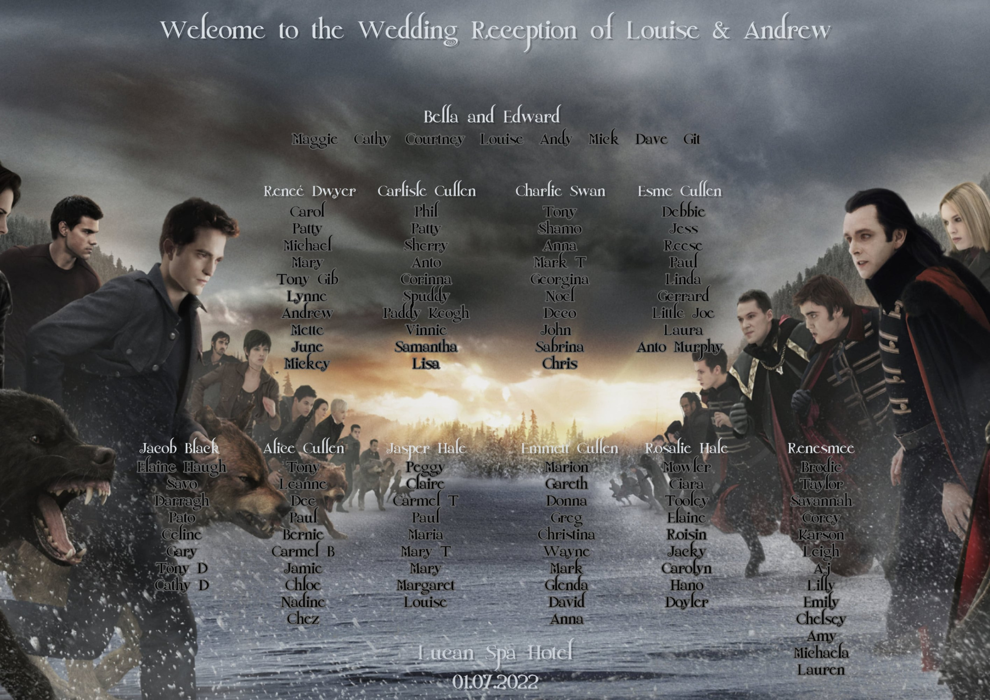 wedding table plan twilight