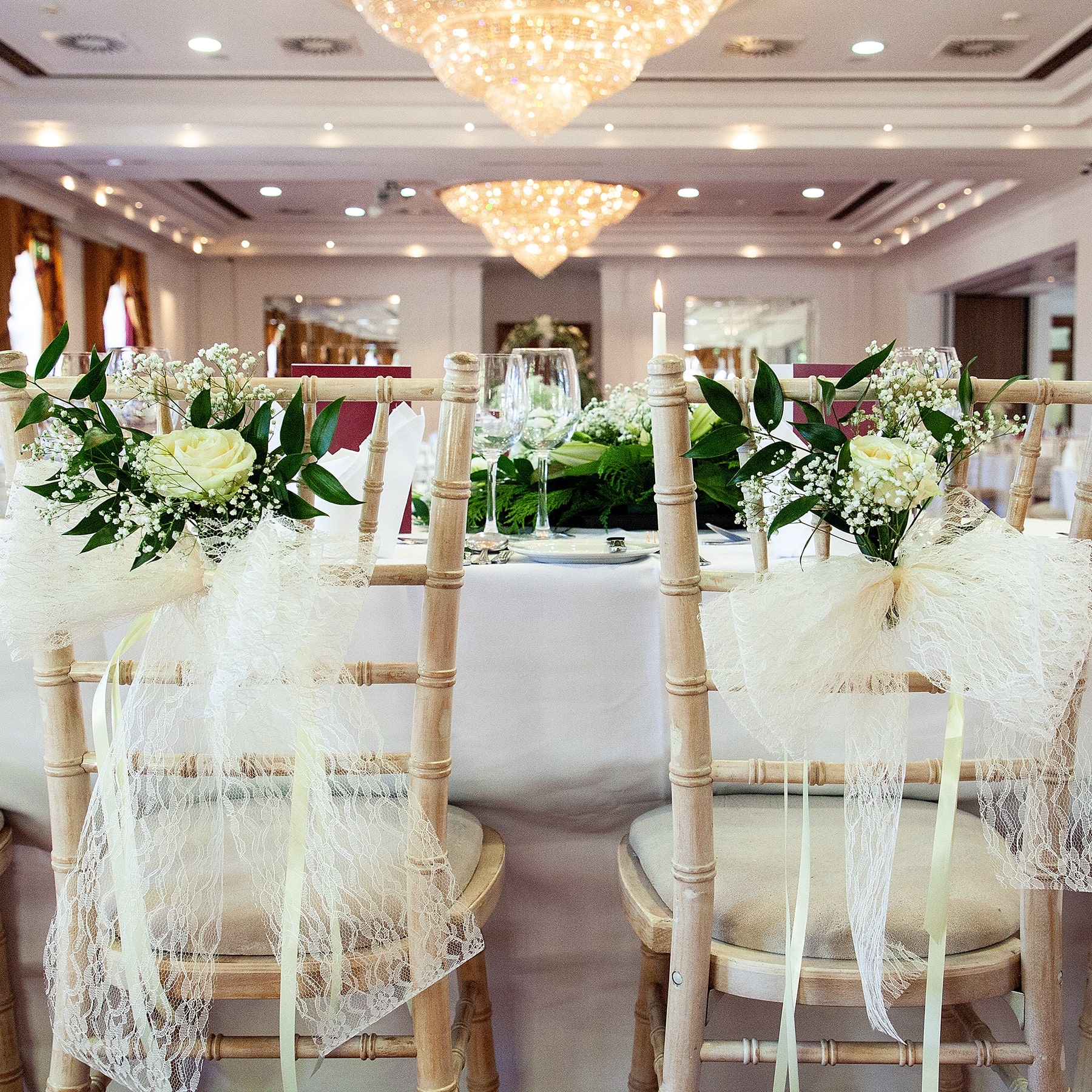 Wedding Floral Chair Décor Lucan Spa Hotel